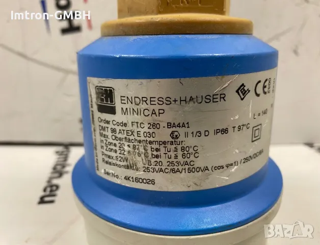  Нивомер сензор датчик за ниво ENDRESS+HAUSER MINICAP FTC 260 - BA4A1 КАПАЦИТИВЕН, снимка 2 - Друга електроника - 48568480