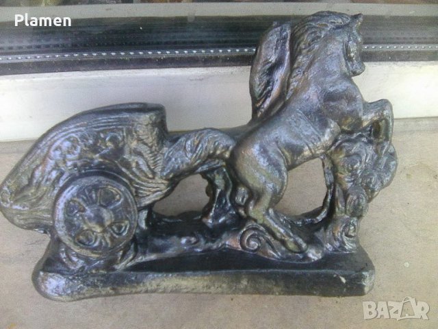 Статуетка на римска колесница с два коня, снимка 5 - Статуетки - 37153685