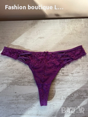 Лилави прашки с дантела и панделка със сребристо сърце М размер 💜