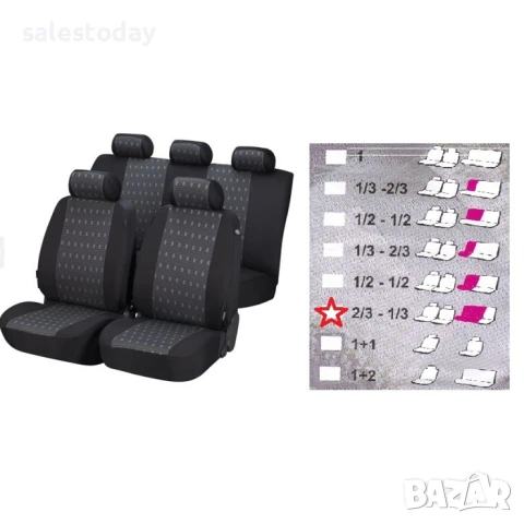 Тапицерия за кола, Калъфи за седалки 2/3 - 1/3, VW, универсална, снимка 2 - Аксесоари и консумативи - 34717234