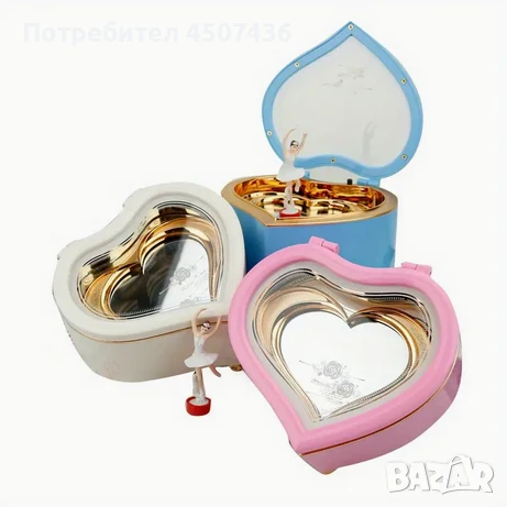 Музикална Кутия във форма на сърце с въртяща се балерина, снимка 4 - Декорация за дома - 49181756