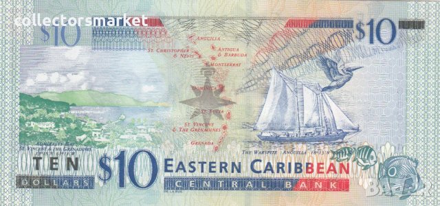 10 долара 2003, Антигуа, снимка 2 - Нумизматика и бонистика - 38362669