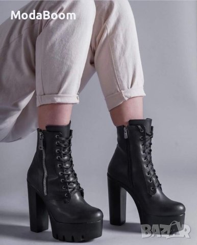 Кожени боти на ток , снимка 3 - Дамски боти - 42674885