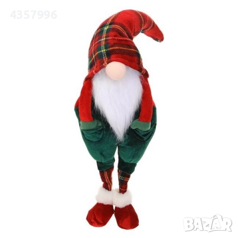 Коледна фигура Дядо Коледа - гномч със зелен кадифен гащеризон, 70см, снимка 2 - Декорация за дома - 52393225