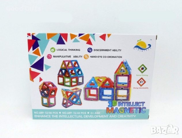 3D Цветен магнитен конструктор, 40 части, снимка 2 - Конструктори - 39335902
