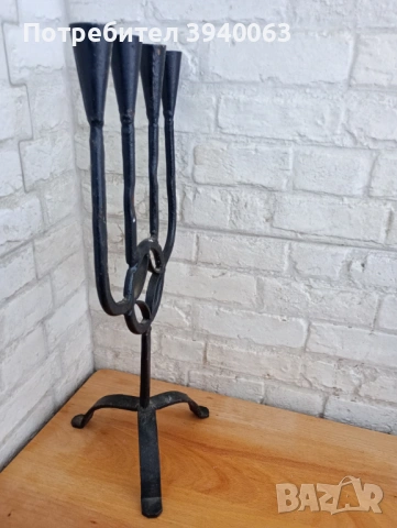 Стар свещник от ковано желязо среден, снимка 4 - Други ценни предмети - 53207781