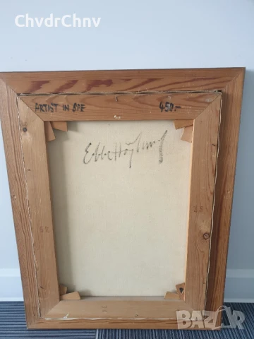 46x35см наивизъм/2бр шведска картина масло върху платно/момиченце с цветя/момченце художник, снимка 10 - Картини - 46846778