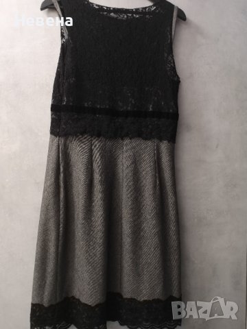 Офис Рокля размер L сиво с Черна дантела , снимка 4 - Рокли - 42782617