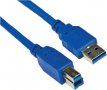 Кабел USB3.0 към USB Type B 1.5m Син VCom SS001294 Cable USB - USB Type B M/M, снимка 1 - Кабели и адаптери - 34333471