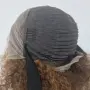Къса естествена афро перука с обем - кафява с руси кичури | Lace Front 13x4, снимка 6