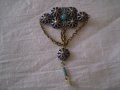 УНИКАЛНА АНТИЧНА БРОШКА С СИН КАМЪК, снимка 10