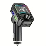 CAR Bluetooth FM трансмитер - 3.1 А, 7 LED светлини, 2xUSB + TYPE C, microSD карта, AUX, волтметър, снимка 1