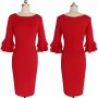 Елегантна червена  рокля, снимка 2