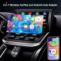 Нов Безжичен CarPlay & Android Auto адаптер ESSGOO 2-в-1, USB/Type-C, снимка 2
