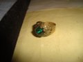 СТАРИНЕН МЕСИНГОВ РЕТРО АРТ СКЪПОЦЕНЕН АЖУРЕН МАЙСТОРСКИ ПРЪСТЕН с ЮВЕЛИРНО ФАСЕТИРАН ПЕРИДОТ 27194, снимка 4