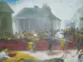 Тореадори. Масло на платно . Стара испанска картина с изящна дървена рамка с размери от снимките, снимка 8