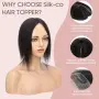 Тупе Silk-co от естествена човешка коса 35 см в естествено черно, снимка 3