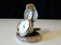 Seiko посребрен настолен часовник Кобра,Змия.  , снимка 1 - Антикварни и старинни предмети - 32045487