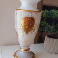 Изящна двуцветна ваза с 24 каратово злато.Vases for flowers Bohemia, снимка 2 - Вази - 40838253
