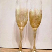 Сватбени чаши в Златисто, снимка 2 - Сватбени аксесоари - 38407086