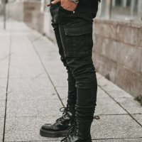 Нов стил мъжки тесни дънки със странични джобове, 2цвята - 023, снимка 7 - Дънки - 39286924