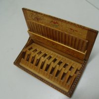 № 4957 стара дървена кутия / табакера  - размер 19,5 / 10,5 / 4,5 см , снимка 3 - Други ценни предмети - 31371552