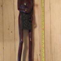 Голяма дървена африканска статуетка 70-те години, снимка 2 - Антикварни и старинни предмети - 34385026