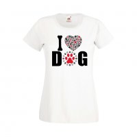 Дамска тениска Свети Валентин I Love Dog, снимка 3 - Тениски - 35647609