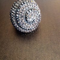 Уникален огромен сребърен пръстен със Сваровски кристали , снимка 6 - Пръстени - 30538197