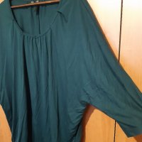 4-5XL Масленозелена блузка-туника от фино тънко трико,с ластиче на ханша,с 3/4 приле ръкав,като нова, снимка 2 - Туники - 37410295