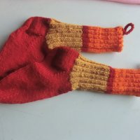 оранжеви плетени чорапи ходило 18, конч 23, снимка 2 - Чорапи - 39294891