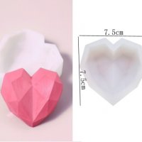 3D диамантено сърце диамант с ръбове силиконов молд форма фондан гипс шоколад украса декор, снимка 1 - Форми - 29536832