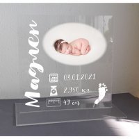 Бебешка визитка със снимка, акрилен плексиглас, снимка 3 - Ръчно изработени сувенири - 31956509