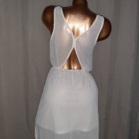 Н&М 36 Бяла, дълга ,ефирна рокля с дантела , снимка 3 - Рокли - 37794181