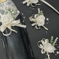 Украса сватбени чаши с перли 