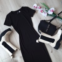 Черна рокля рипс по тялото H&M , снимка 2 - Рокли - 42782813