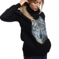 Нов дамски суичър с трансферен печат Вълк със сини очи, Серия вълци, снимка 6 - Суичъри - 37006757