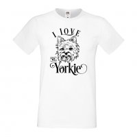 Мъжка тениска I Love My Yorkie Dog,Куче, животно,подарък,изненада, снимка 2 - Тениски - 36935819