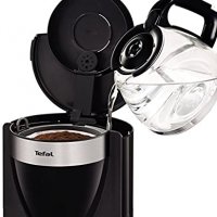 Tefal Deflini Plus Стъклена кафеварка с елементи от неръждаема стомана 10-15 чаши, 1000 W, черна , снимка 2 - Кафемашини - 31237074