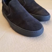 MONCLER Black/ Dark Blue Suede Slip-On Sneakers, снимка 3 - Мокасини - 35051249