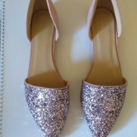 Дам.сандали-/изк.велур+брокат/-"Ideal shoes"-№40-цвят-розов. Закупени от Италия., снимка 1 - Сандали - 29287189