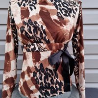 Дамска блуза с дълъг ръкав в кафяво-бежав цвят -модел 33, снимка 9 - Блузи с дълъг ръкав и пуловери - 39225133