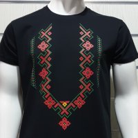 Нова мъжка черна тениска с трансферен печат Шевица, Етно мотив, България, снимка 2 - Тениски - 31329101