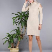 Намаление   нова кремава плетена рокля, снимка 1 - Рокли - 42688146