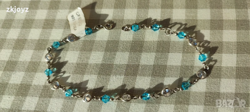 НОВА СРЕБЪРНА ГРИВНА ЗА КРАК С ЦИРКОНИИ 4.30 ГРАМА/ ПРОБА 925 , снимка 1