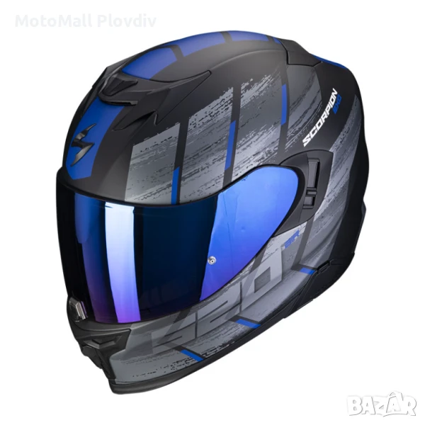 Scorpion Exo 520 Evo Air Maha Black Matt Blue Helmet, снимка 1