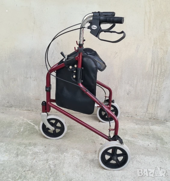 Проходилка с три колела от легирана стомана Drive W009BLR с чанта - бордо, снимка 1