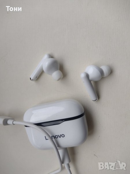 Безжични слушалки Lenovo LivePods LP1s, Bluetooth 5.0, Бели, USB-C, снимка 1