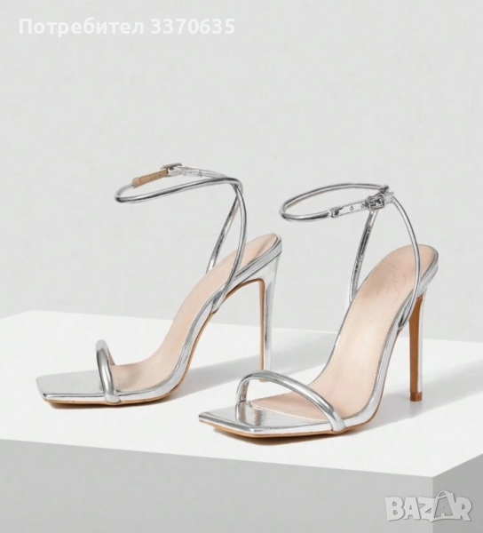 Сребристи високи обувки, EUR 39, снимка 1