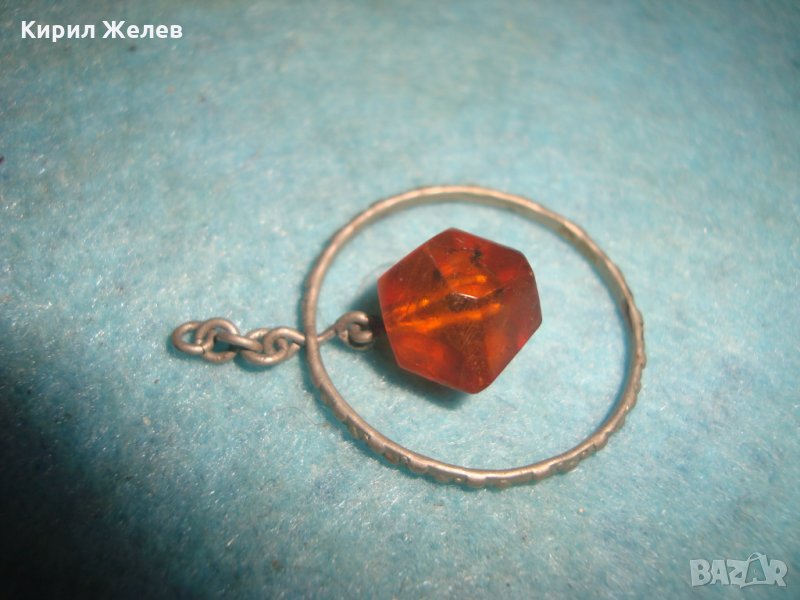 СТАР ПОСРЕБРЕН или СРЕБЪРЕН АРТ ДЕКО КЕХЛИБАРЕН МЕДАЛЬОН ЮВЕЛИРНО ФАСЕТИРАН БАЛТИЙСКИ КЕХЛИБАР 10720, снимка 1